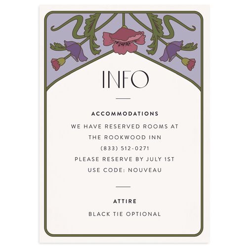 Vintage Nouveau Floral Wedding Enclosure Cards Purple Haze Signature Standard