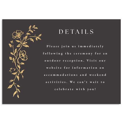 Gilded Branches Foil Wedding Event Detail Cards Gold Charcoal Signature Standard