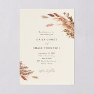 Soft Pampas Botanical Wedding Invitations Sepia Signature Blank No Standard