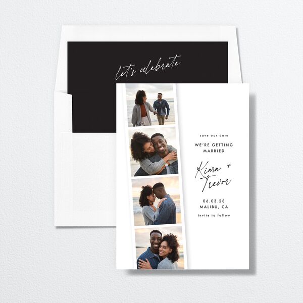 Modern Photobooth Save the Date Cards Pure White Signature smooth No