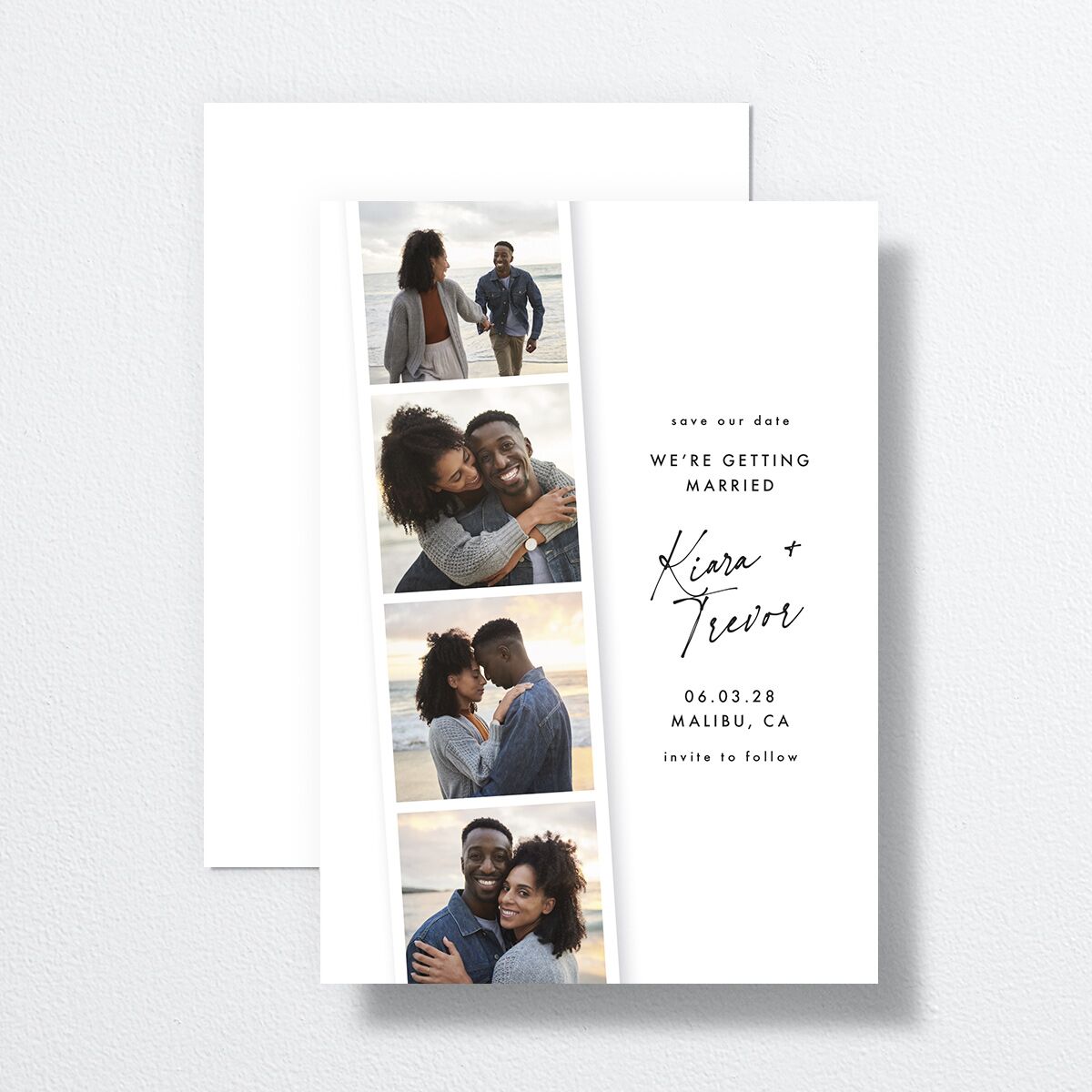 Modern Photobooth Save the Date Cards Pure White Signature smooth No