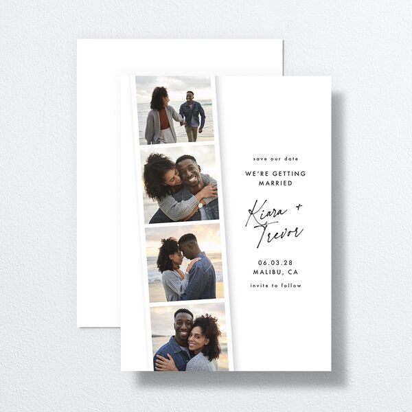 Modern Photobooth Save the Date Cards Pure White Signature smooth No