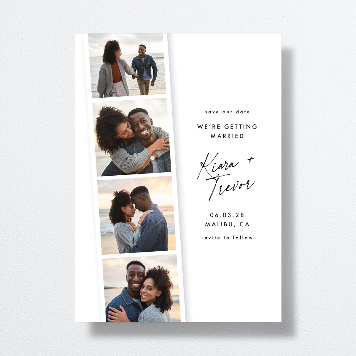 Modern Photobooth Save the Date Cards Pure White Signature smooth No