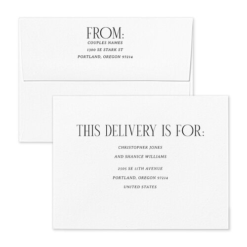 Ornate Garden Save the Date Petite Card Envelopes Blue Standard Garnet Both Recipient and Return Addresses Signature