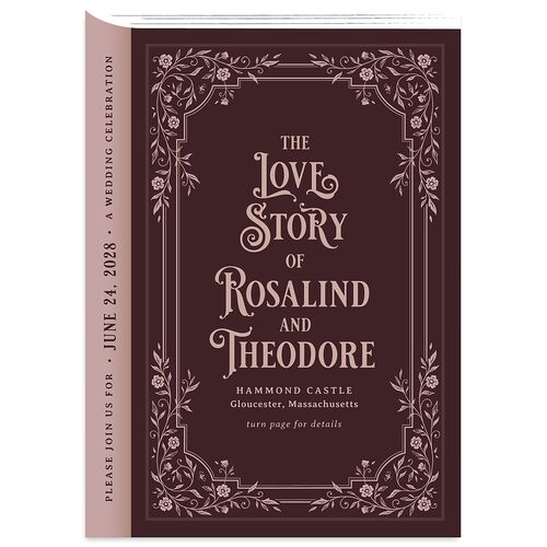 Vintage Storybook Wedding Invitations Eggplant Signature Blank No Standard