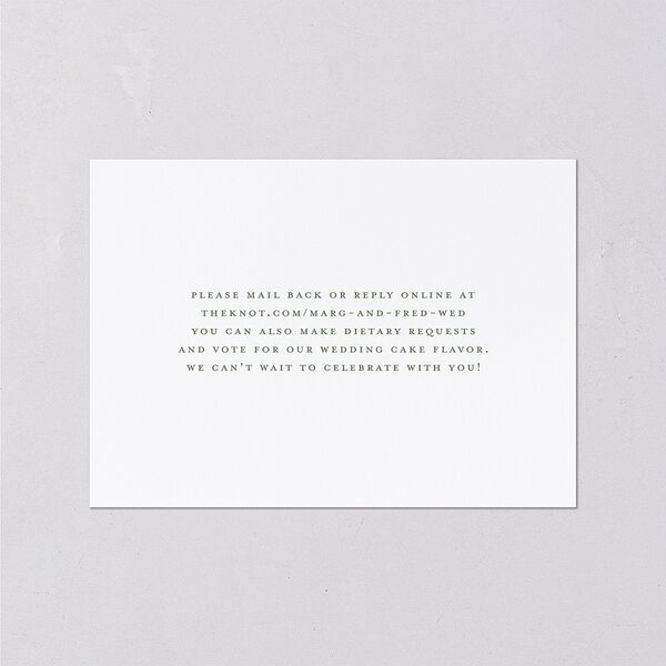 Elegant Rose Crest Wedding Response Cards Deep Olive Signature Standard