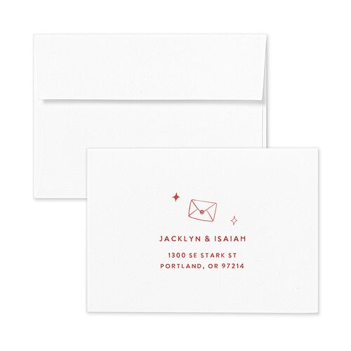 Hand Drawn Wedding Icons Photo Response Card Envelopes White Soft Pink Return Address Signature Standard