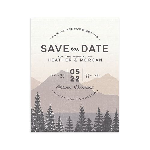 Vintage Mountain Save the Date Petite Cards  Fog Signature smooth Blank No Standard