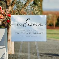 Romantic Calligraphy Mirrored Acrylic Welcome Sign Medium Silver Mirrored Acrylic M Welcome Standard