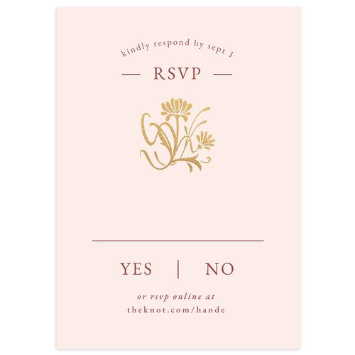 Nouveau Frame Foil Wedding Response Cards Gold Desert Rose Signature Standard