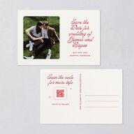 Retro Modern Photo Save the Date Postcards Ruby