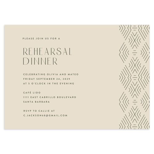 Boho Texture Rehearsal Dinner Invitations Deep Olive Signature Blank Standard
