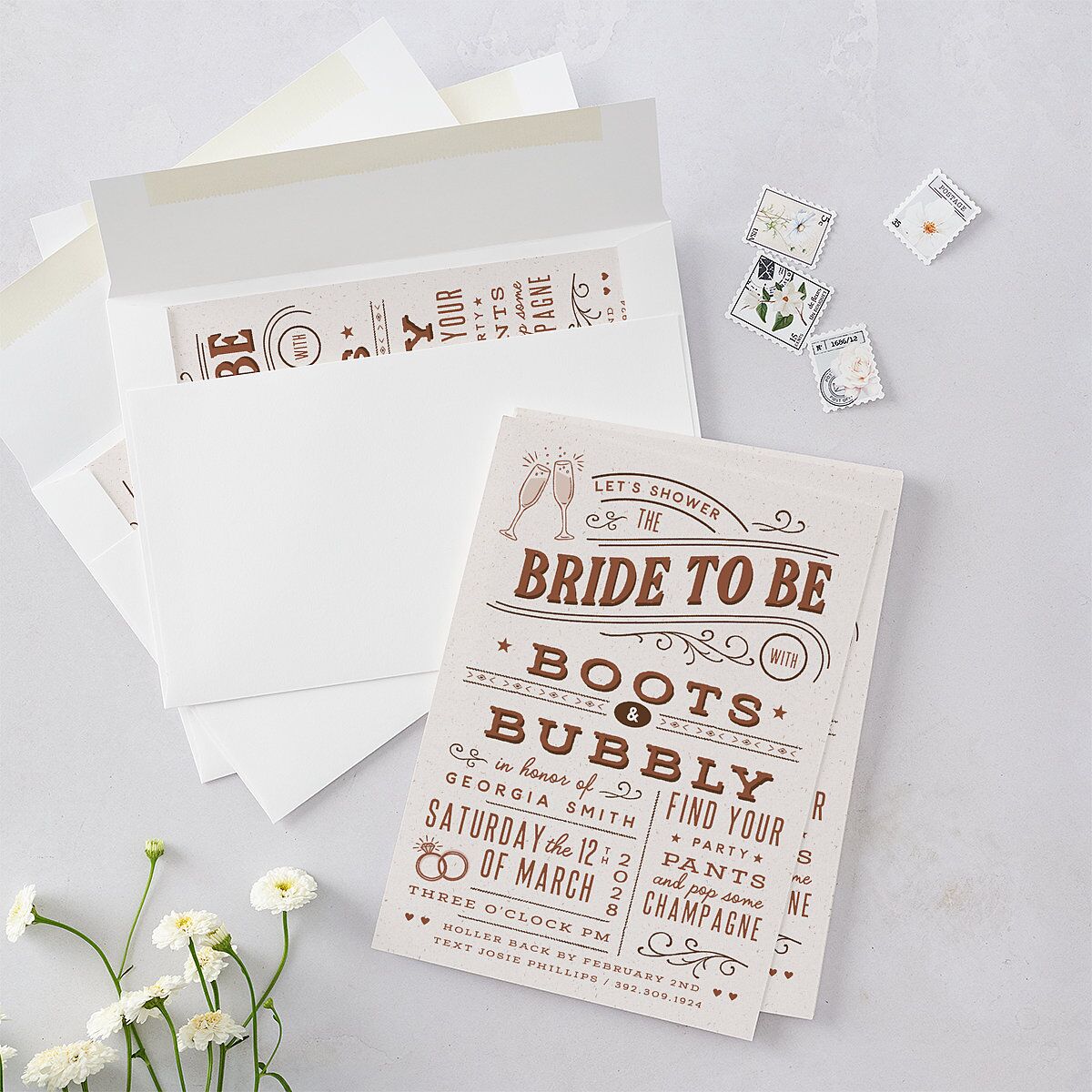 Western I Do BBQ Bridal Shower Invitations Saddle Signature Blank Standard