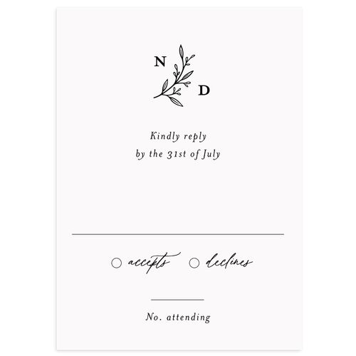 Botanical Monogram Wedding Response Cards Licorice Signature Standard