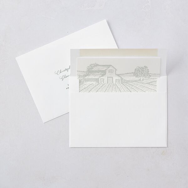 Country Farm Save The Date Cards Hunter Green Signature smooth Blank No Standard