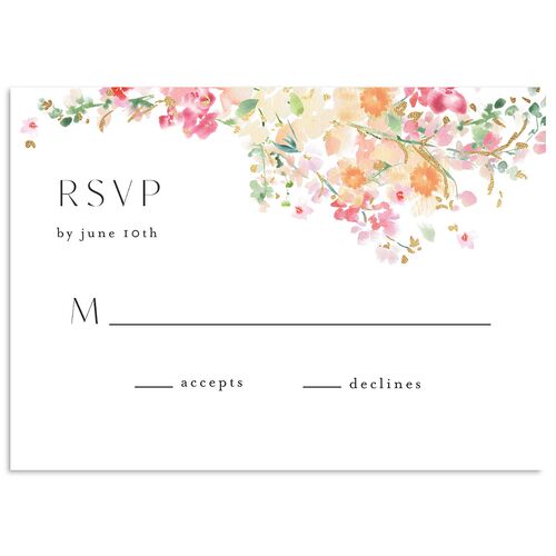 Pastel Flower Arch Foil Wedding Response Cards Gold Pink Cotton Signature Standard