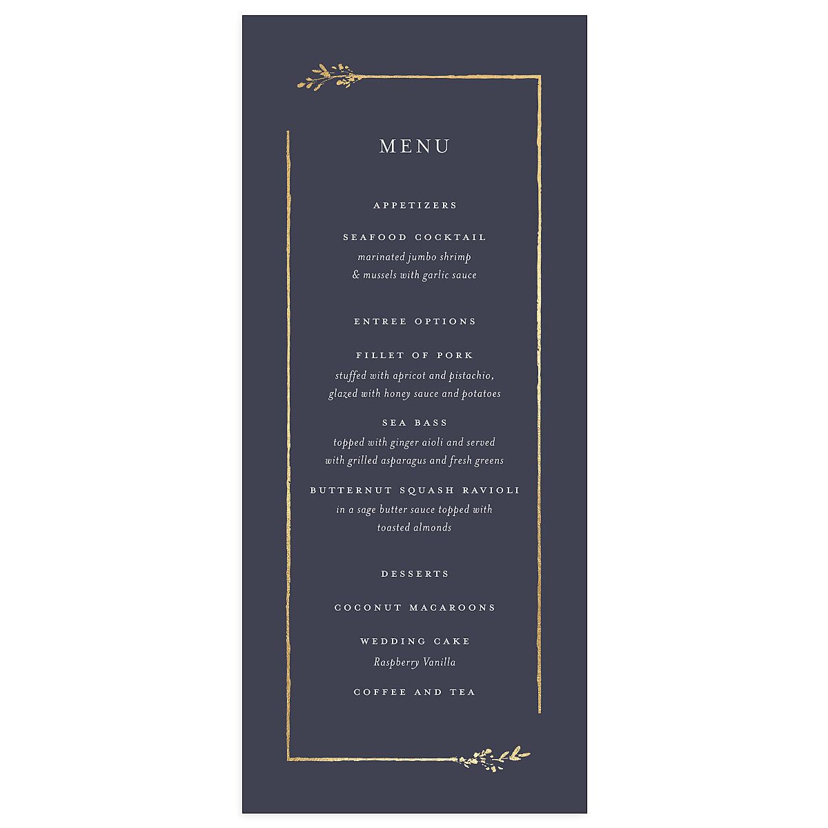 Exquisite Branches Menus