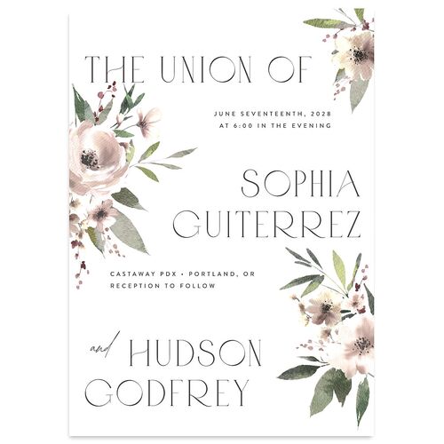 Beloved Union Wedding Invitations Pure White Signature Blank No Standard