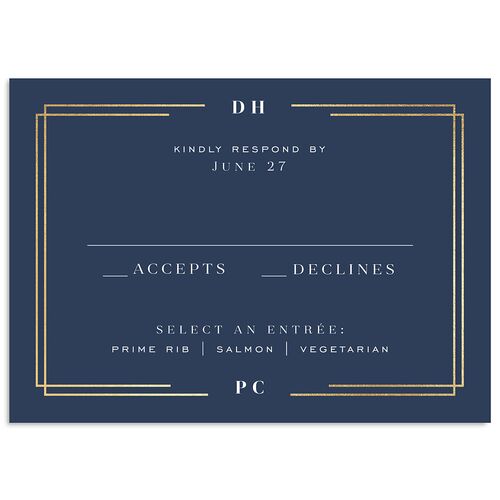 Framed Photo Foil Wedding Response Cards Gold Moody Blue Signature Standard