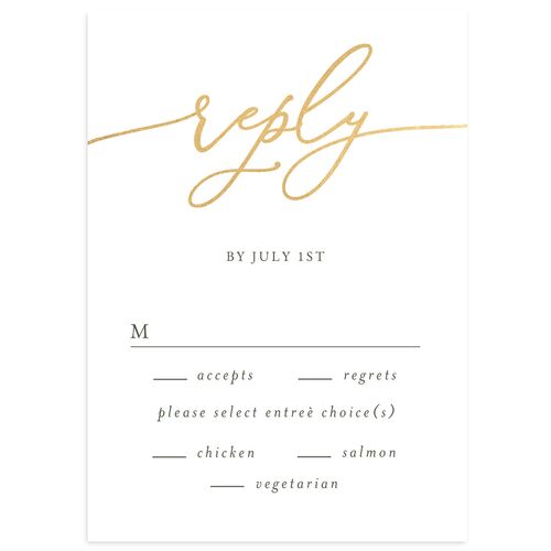 Romantic Photo Wedding Response Cards Gold Hunter Green Signature