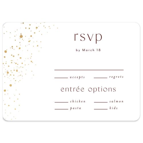 Shimmer Dust Wedding Response Cards Gold Merlot Signature Rounded
