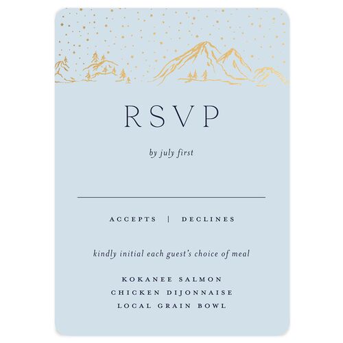 Mountain Sky Wedding Response Cards Gold Navy Signature Rounded