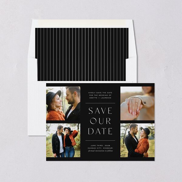 Surround Save The Date Cards Charcoal Signature smooth Blank No Standard