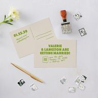 Retro Modern QR Code Save the Date Postcards Greenery