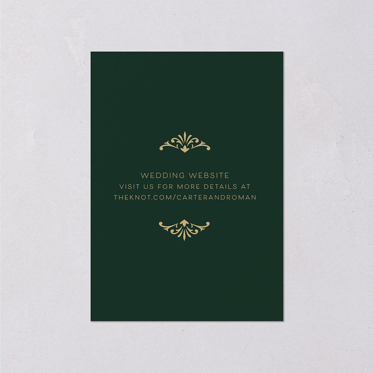 Luxe Monogram Wedding Enclosure Cards Dark Green Signature Standard