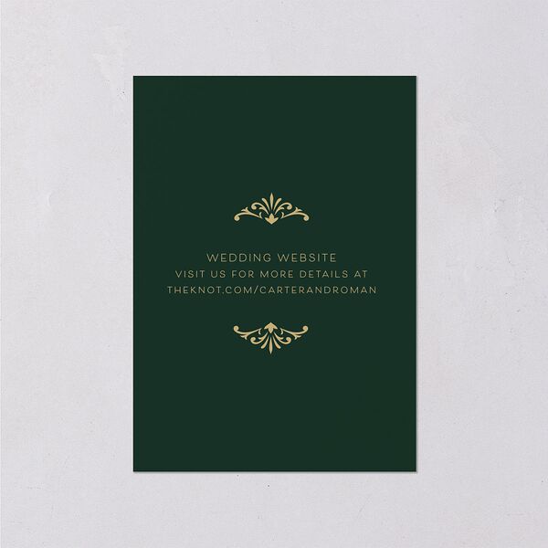 Luxe Monogram Wedding Enclosure Cards Dark Green Signature Standard