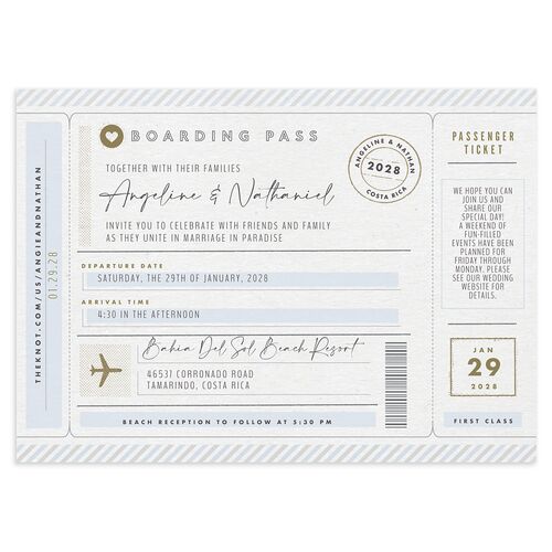 Vintage Boarding Pass Travel Ticket Wedding Invitations Slate Signature Blank No Standard