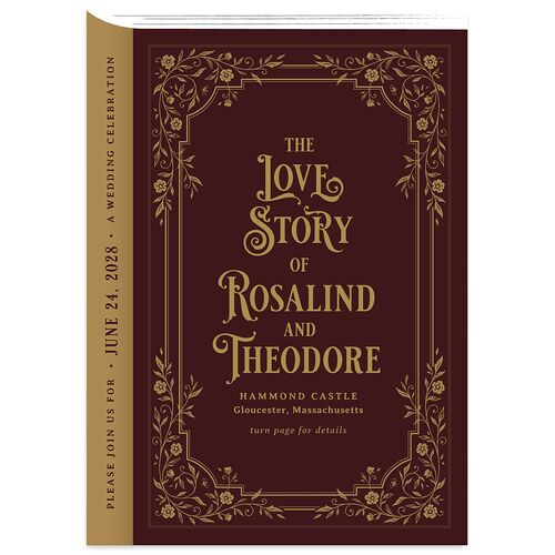 Vintage Storybook Wedding Invitations Merlot Signature Blank No Standard
