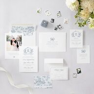 Vintage Hydrangea Garden Crest Wedding Invitations Slate Signature Blank No Standard