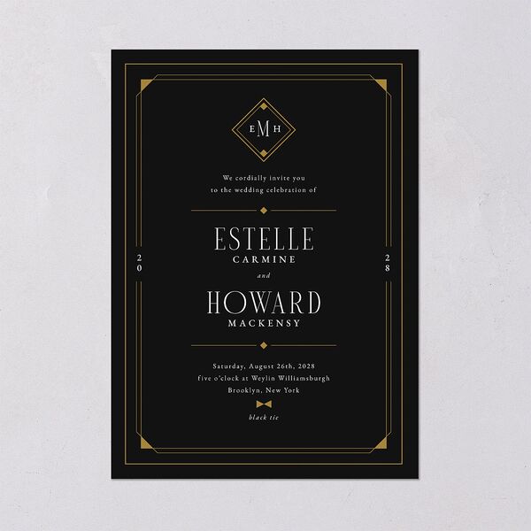 Old Hollywood Glam Wedding Invitations Charcoal Signature Blank No Standard