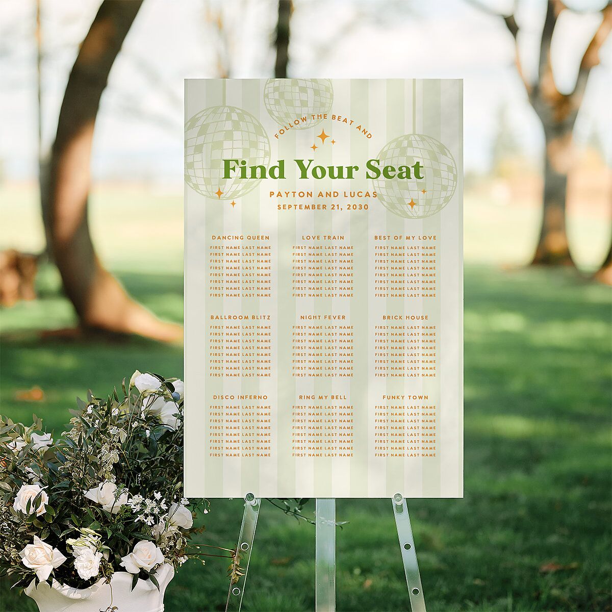 Colorful Retro Stripes Standard Seating Chart Large Sea Foam Standard Indoor Foam Core L Seating