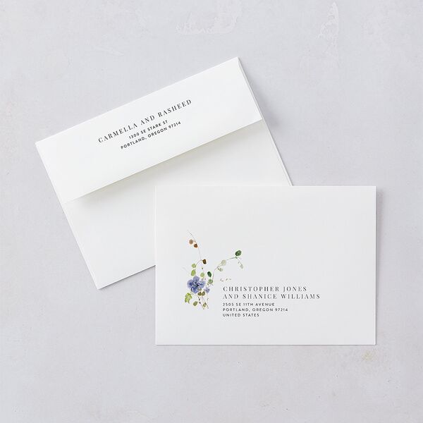 Delicate Wildflower Wedding Invitations Pure White Signature Blank No Standard