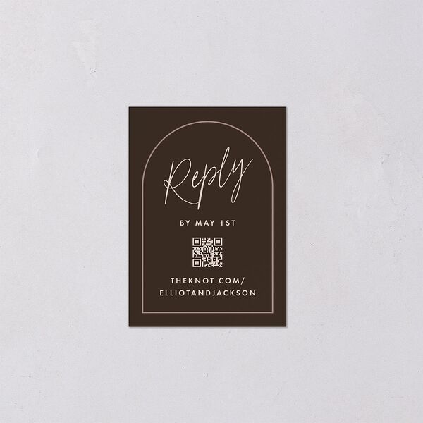 Scripted Arch QR Code RSVP Cards Deep Bronze Signature Standard