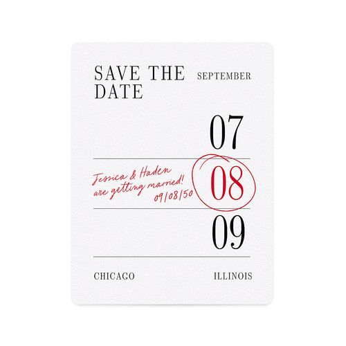 Modern Circled Calendar Date Save The Date Magnets Jewel Red Magnet Paper