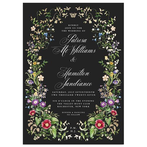 Opulent Garden Foil Wedding Invitations Gold Licorice Signature Blank No Standard