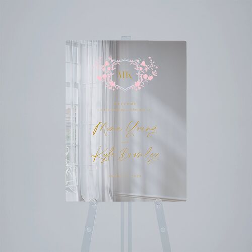 Fairytale Wildflower Crest Mirrored Acrylic Welcome Sign Medium Daffodil Mirrored Acrylic M Welcome Standard