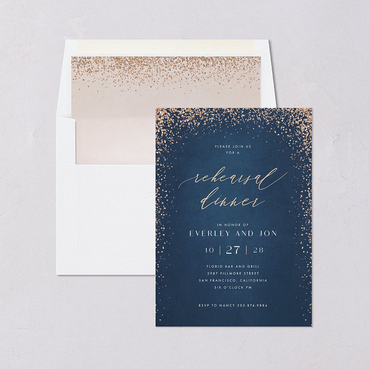 Sparkling Romance Rehearsal Dinner Invitations — view 4