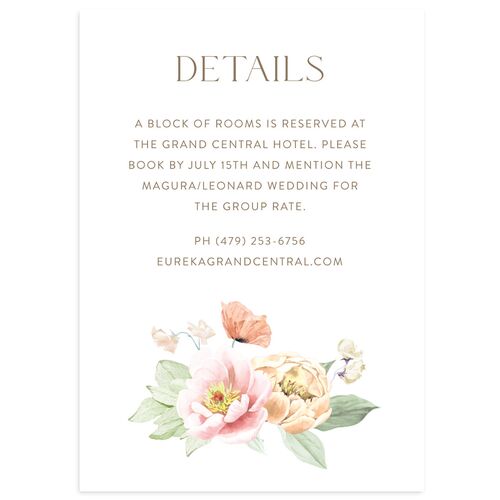 Whimsical Maximalist Floral Wedding Event Detail Cards Tan Signature Standard