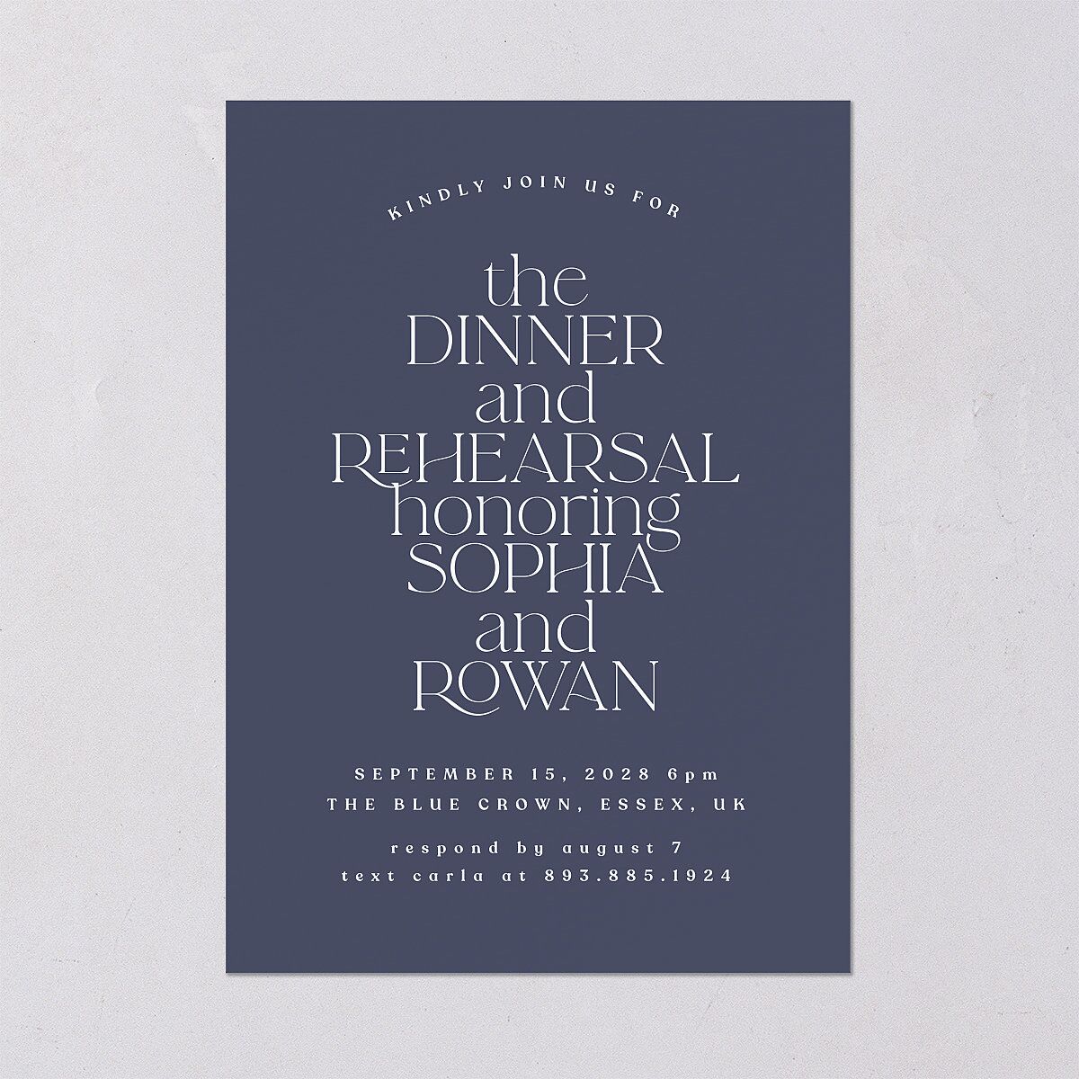Classic Stack Rehearsal Dinner Invitations Midnight Navy Signature Blank Standard