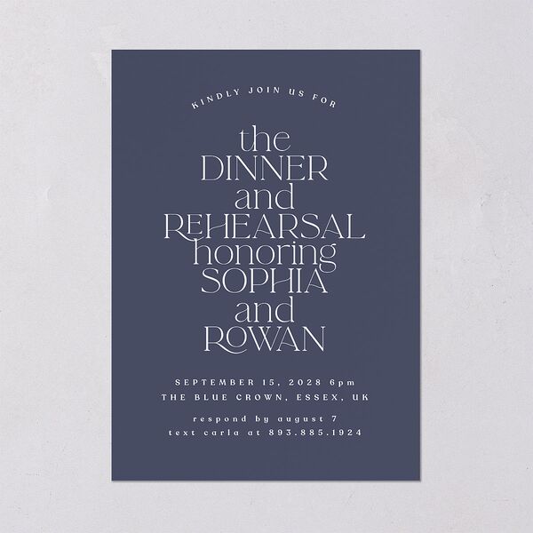 Classic Stack Rehearsal Dinner Invitations Midnight Navy Signature Blank Standard
