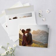 Romantic Roses Save The Date Cards Off-White Signature smooth Blank No Standard