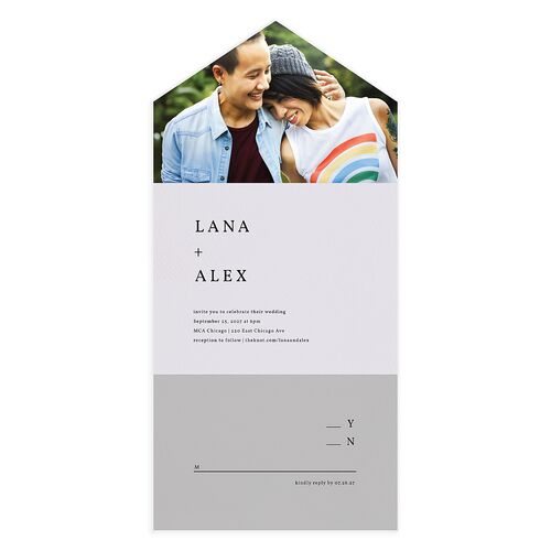 Natural Palette All-in-One Wedding Invitations Boysenberry Signature Light Both Recipient and Return Addresses No