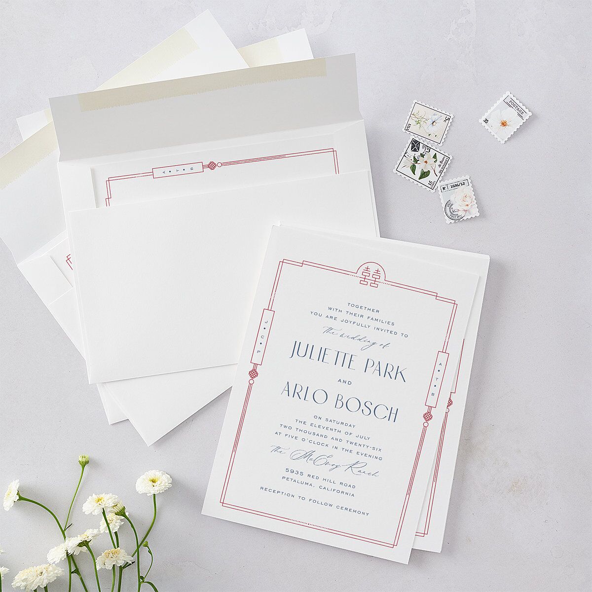 Eternal Devotion Wedding Invitations Garnet Signature Blank No Standard