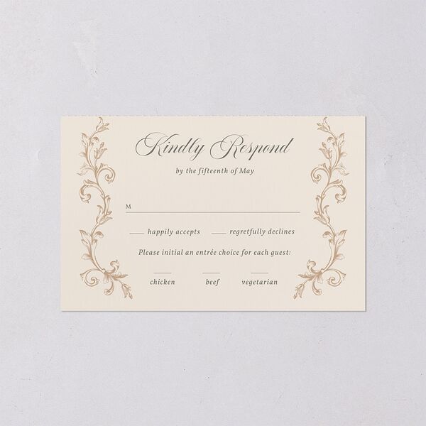Vintage Regency Monogram Frame Foil All-in-One Wedding Invitations Champagne Signature Light Both Recipient and Return Addresses No