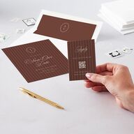 Vintage Oval Monogram QR Code RSVP Cards Merlot Signature Standard