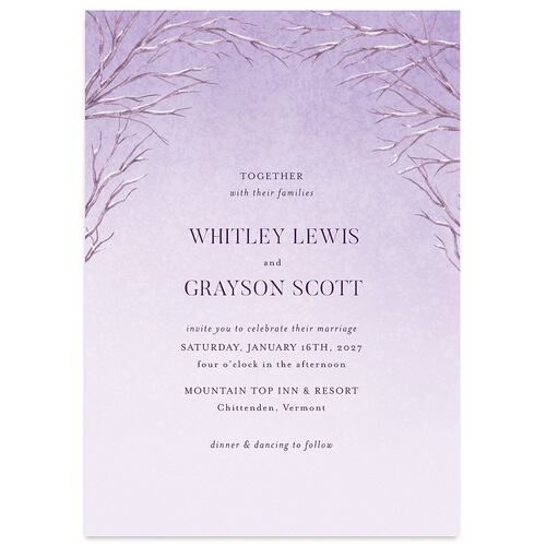 Snowflake Branches Wedding Invitations Lilac Signature Blank No Standard